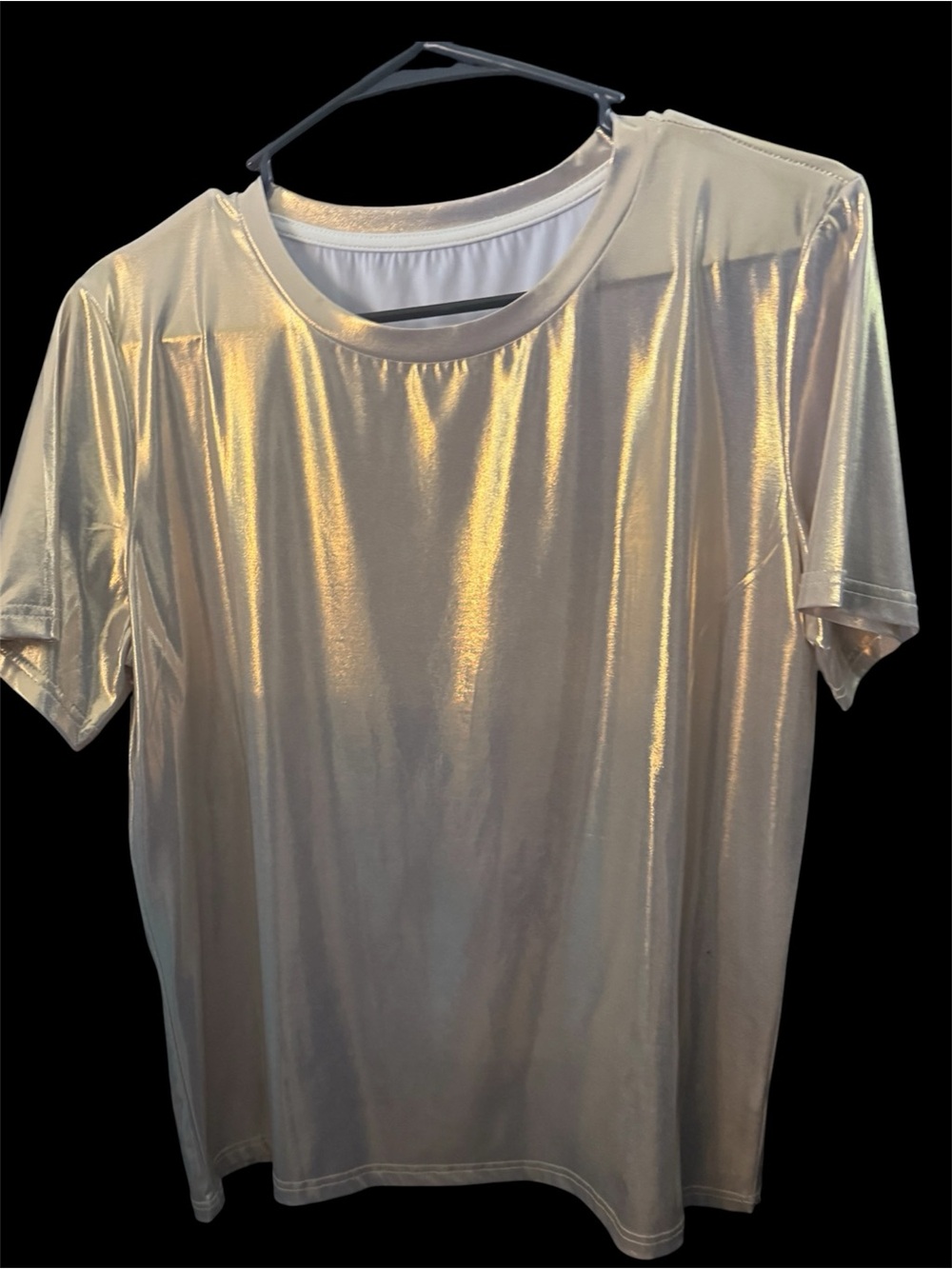 Metallic Gold Short-Sleeve Women's Top